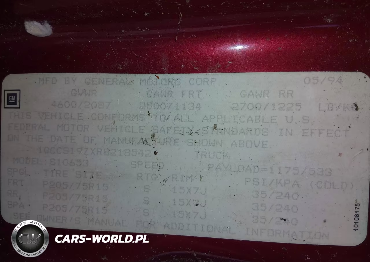 1994 Chevrolet S Truck S10 VIN:1GCCS19ZXR8218542 - 9