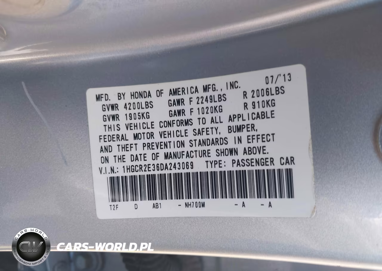 2013 Honda Accord Lx VIN:1HGCR2E36DA243069 - 9