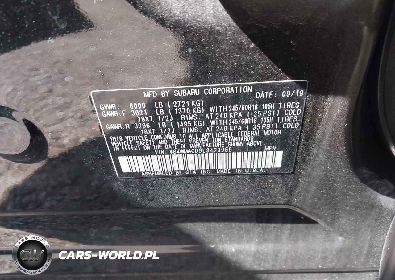 2020 Subaru Ascent Premium VIN:4S4WMACD9L3420955 - 9