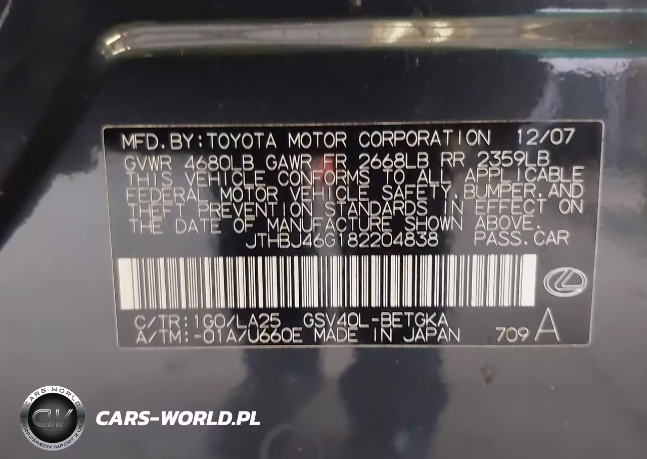 2008 Lexus Es 350 VIN:JTHBJ46G182204838 - 9