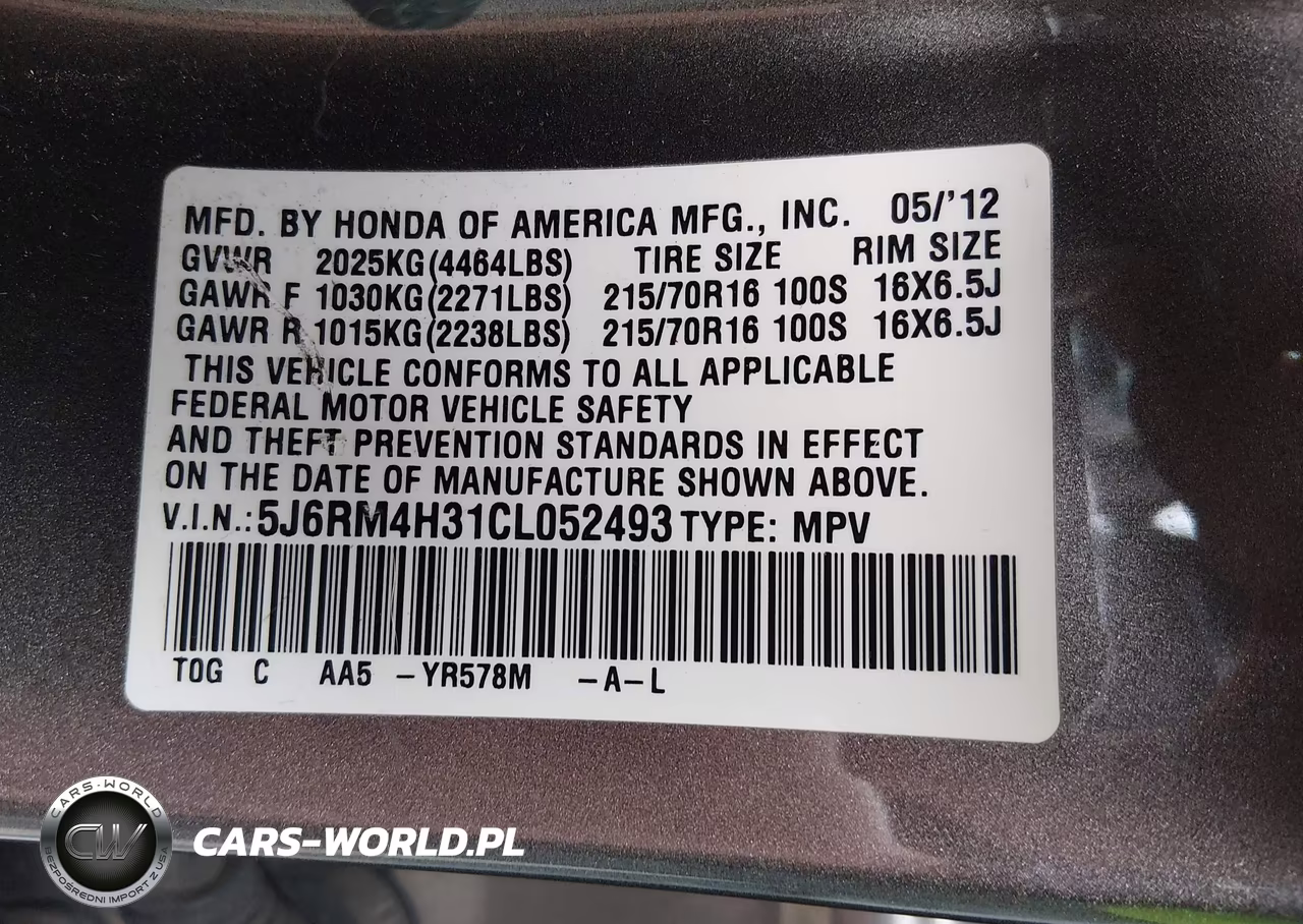 2012 Honda Cr-V Lx VIN:5J6RM4H31CL052493 - 9