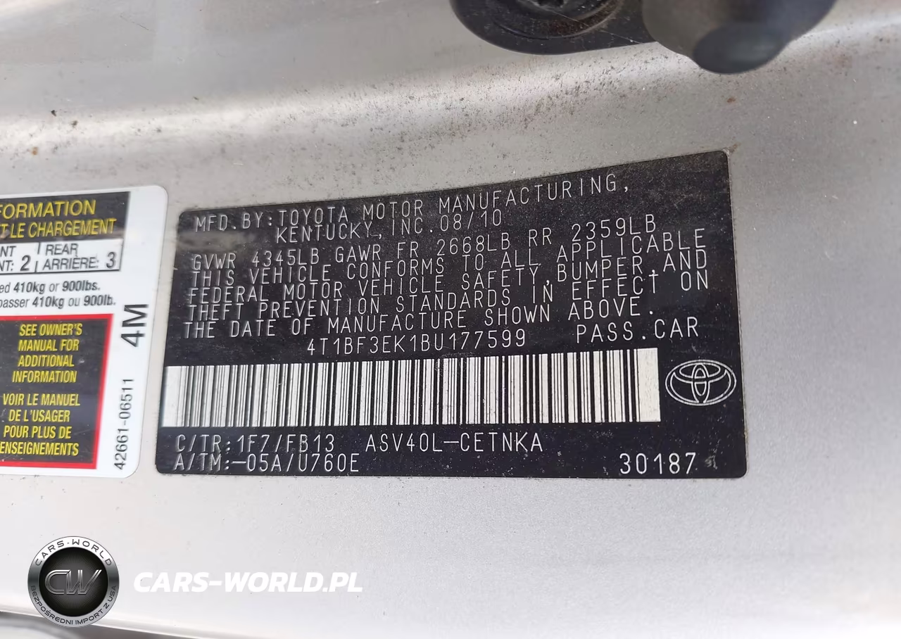 2011 Toyota Camry Le VIN:4T1BF3EK1BU177599 - 9