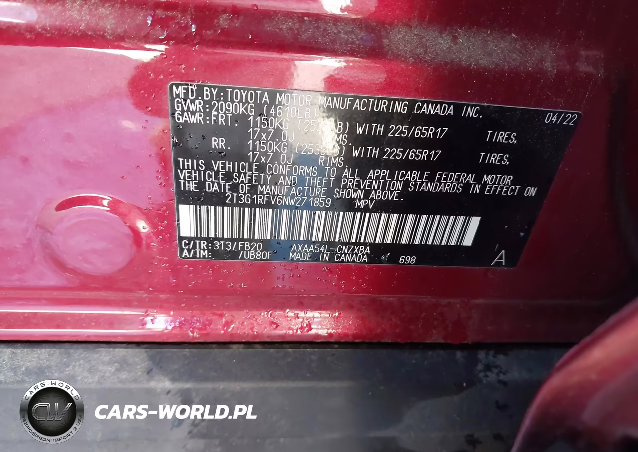 2022 Toyota Rav4 Le VIN:2T3G1RFV6NW271859 - 9