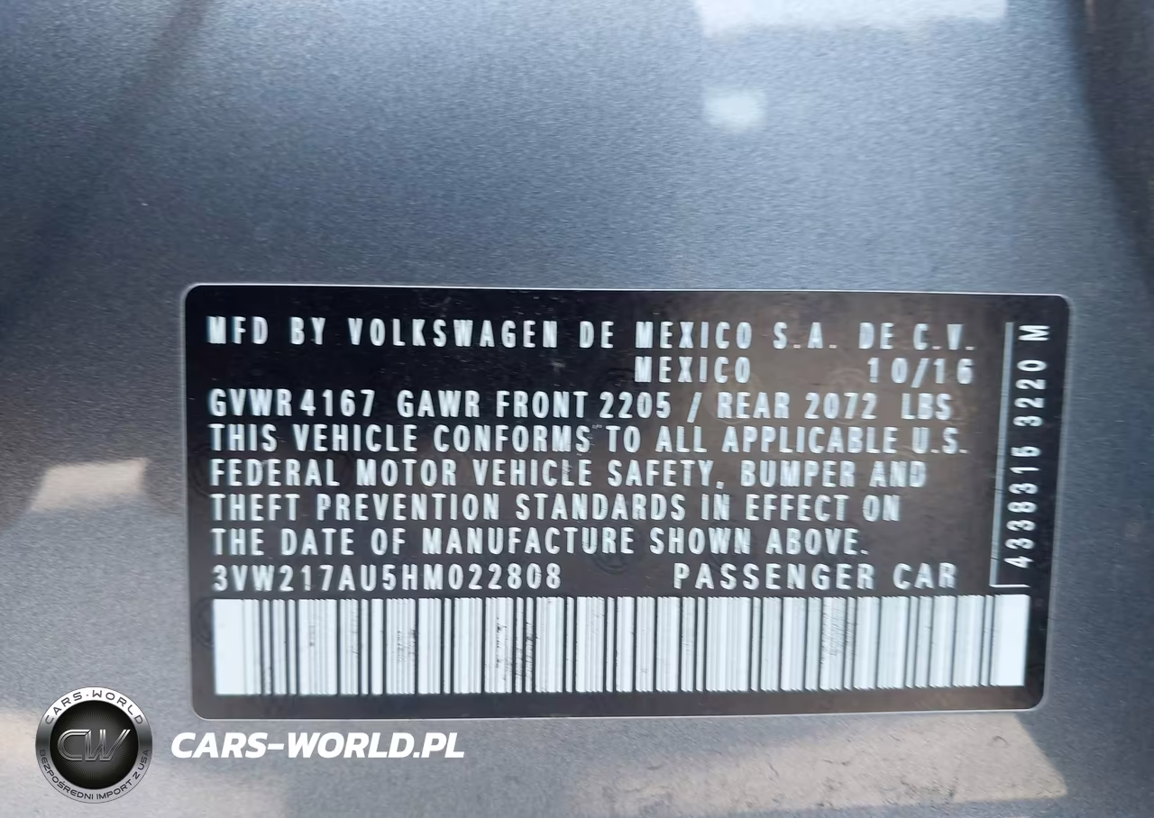 2017 Volkswagen Golf Tsi S 4-Door-Tsi Se 4-Door-Tsi Sel 4-Door-Tsi Wolfsburg Edition 4-Door VIN:3VW217AU5HM022808 - 9