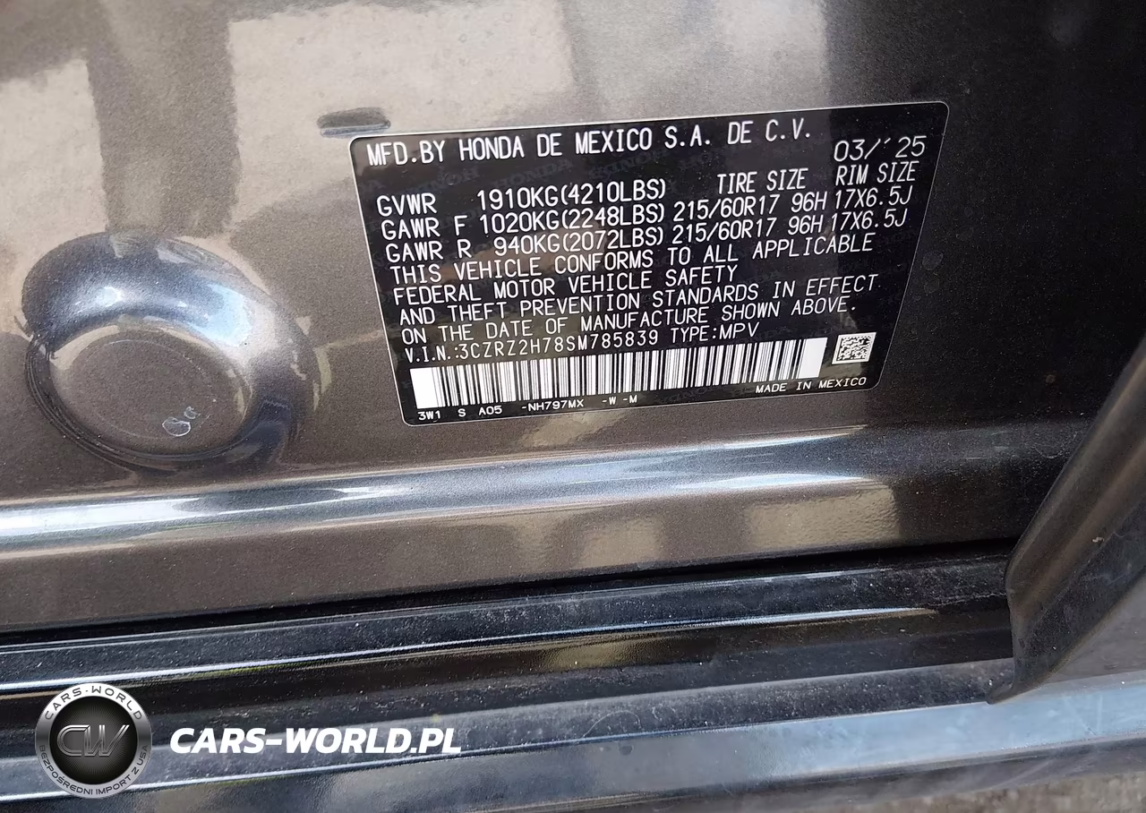 2025 Honda Hr-V Awd Ex-L VIN:3CZRZ2H78SM785839 - 9