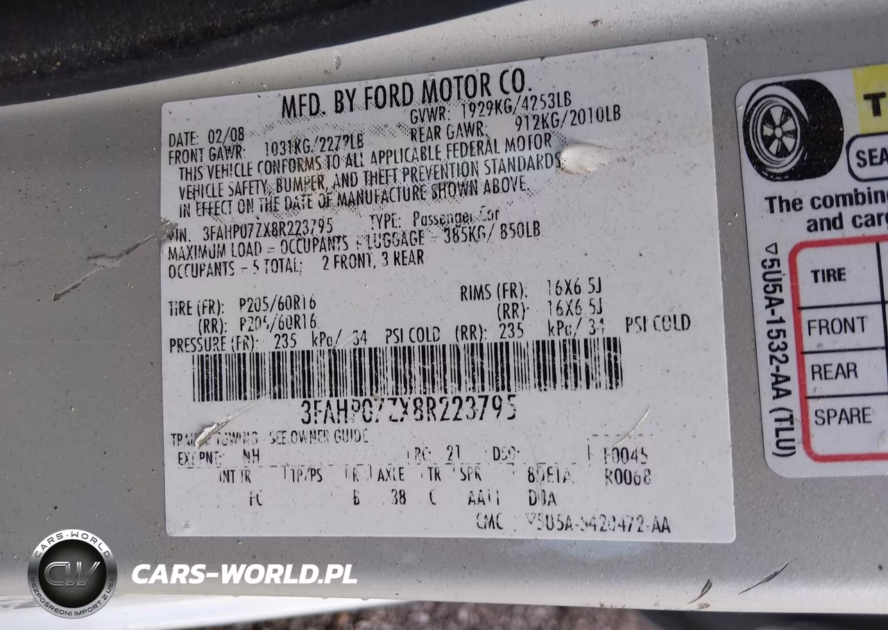 2008 Ford Fusion Se VIN:3FAHP07ZX8R223795 - 9
