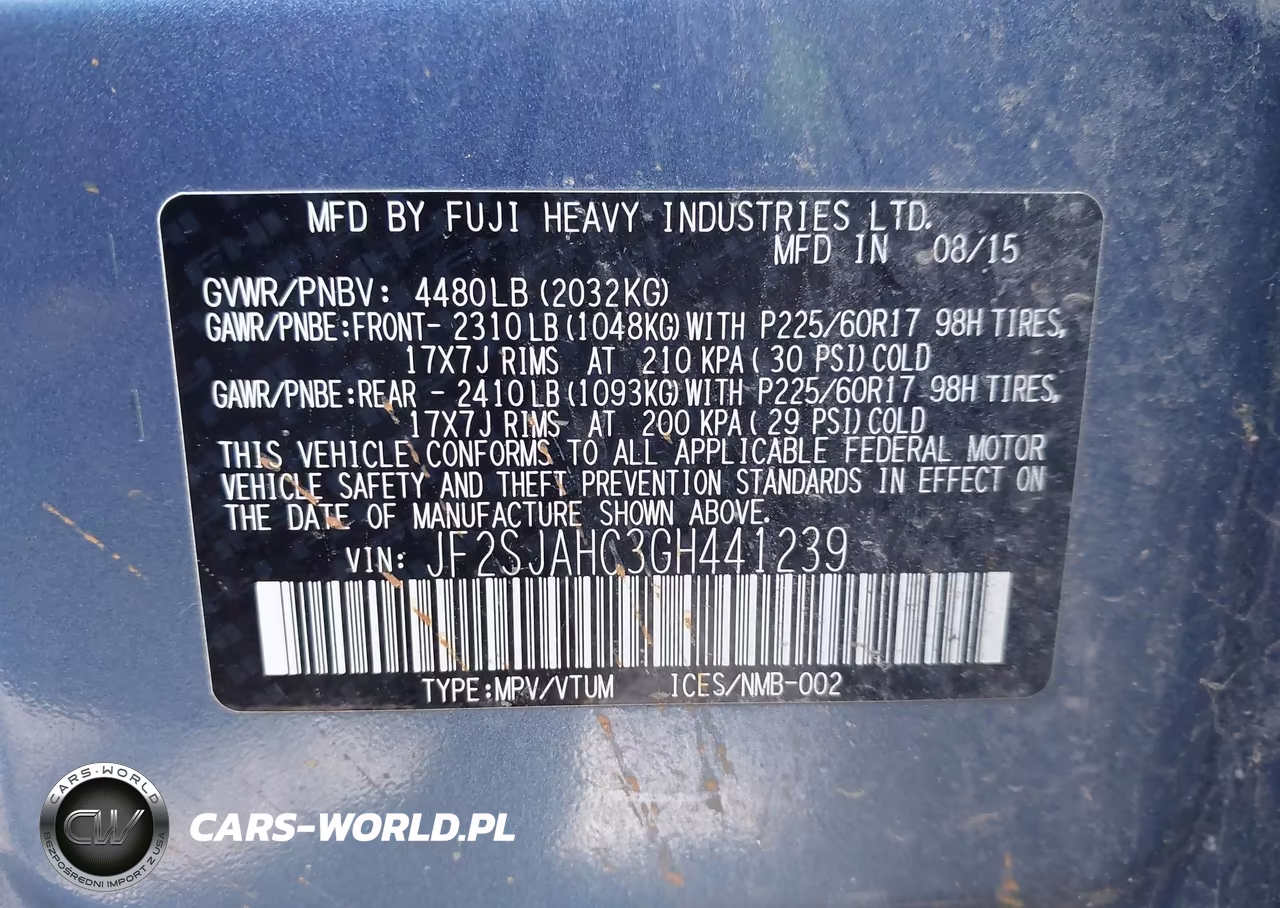2016 Subaru Forester 2.5I Limited VIN:JF2SJAHC3GH441239 - 9