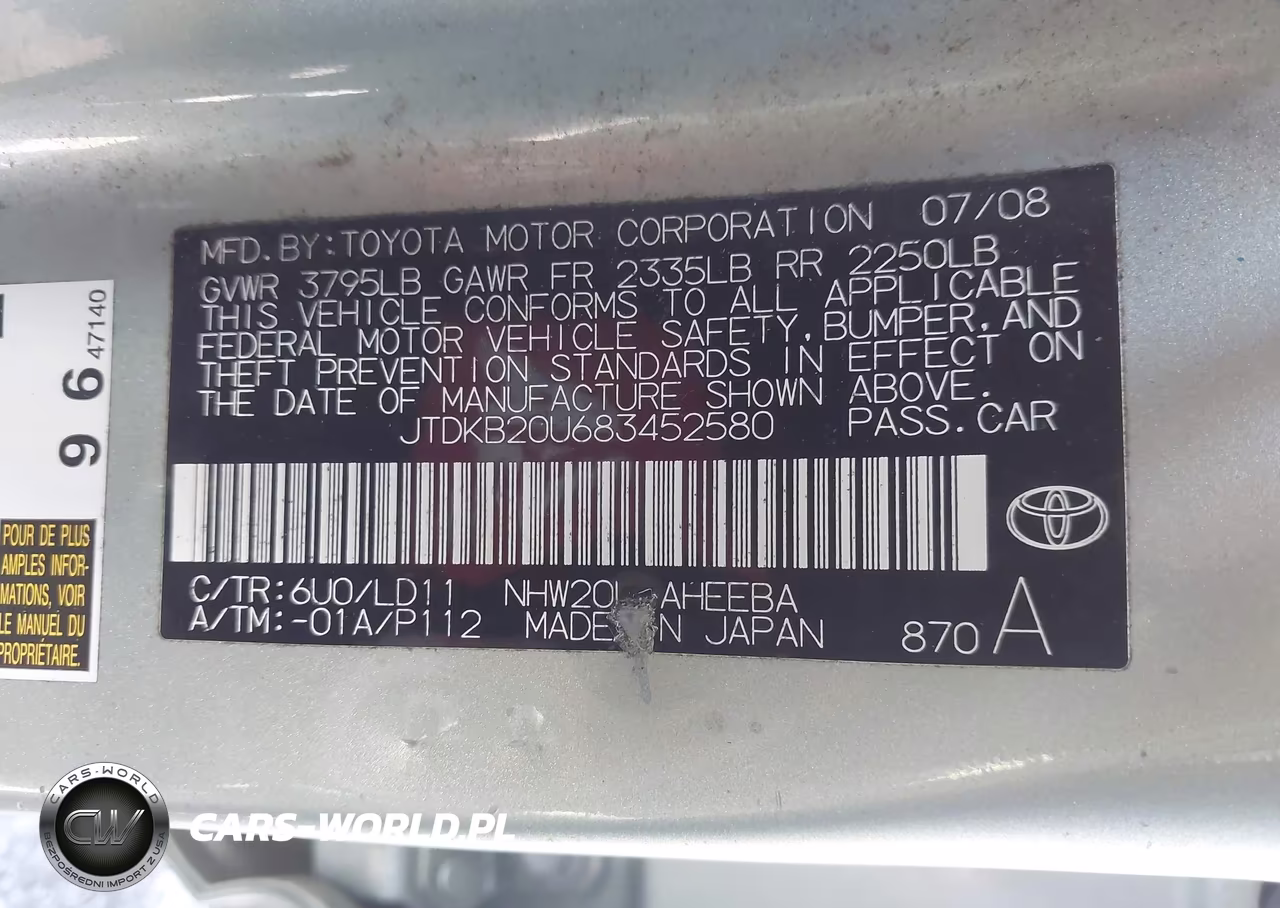 2008 Toyota Prius Touring VIN:JTDKB20U683452580 - 9