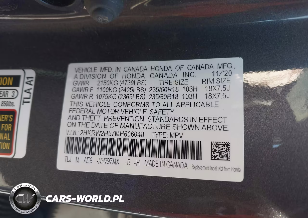 2021 Honda Cr-V Awd Ex VIN:2HKRW2H57MH606048 - 9