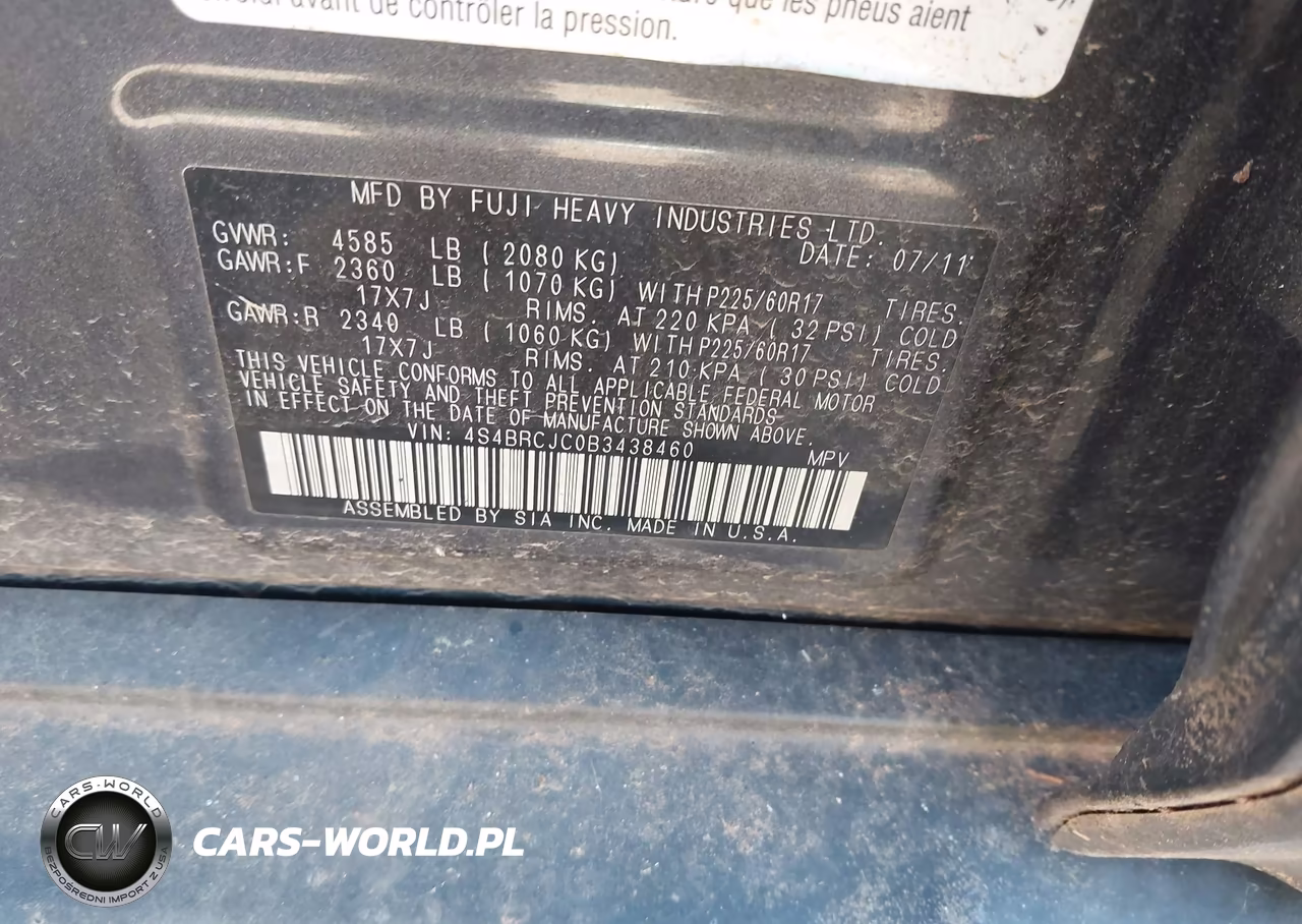 2011 Subaru Outback 2.5I Limited VIN:4S4BRCJC0B3438460 - 9