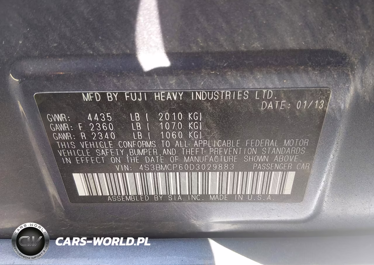 2013 Subaru Legacy 2.5I Limited VIN:4S3BMCP60D3029883 - 9