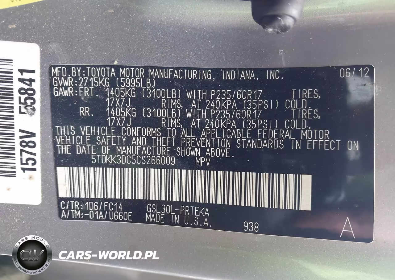 2012 Toyota Sienna Le V6 8 Passenger VIN:5TDKK3DC5CS266009 - 9