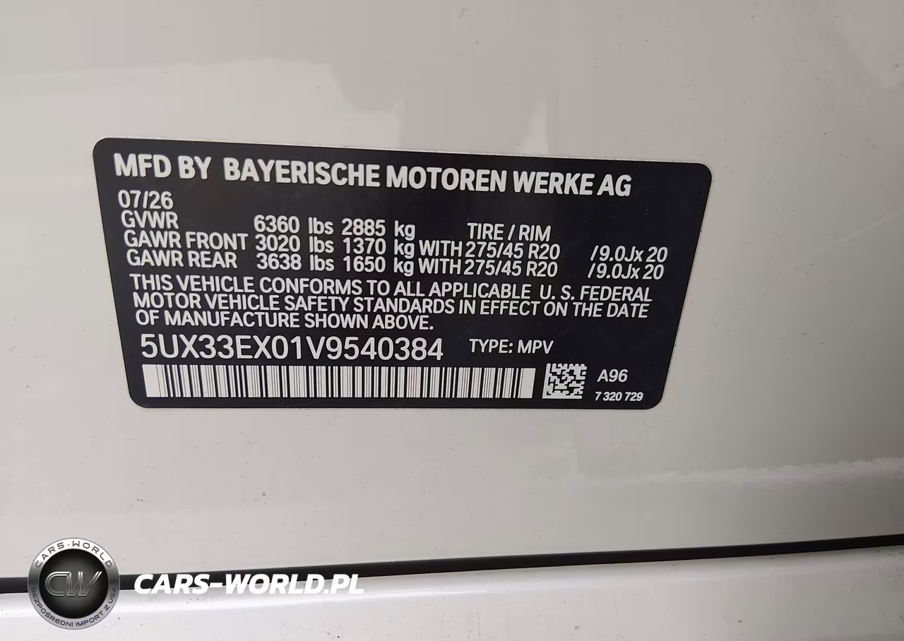 2027 BMW X6 VIN:5UX33EX01V9540384 - 9