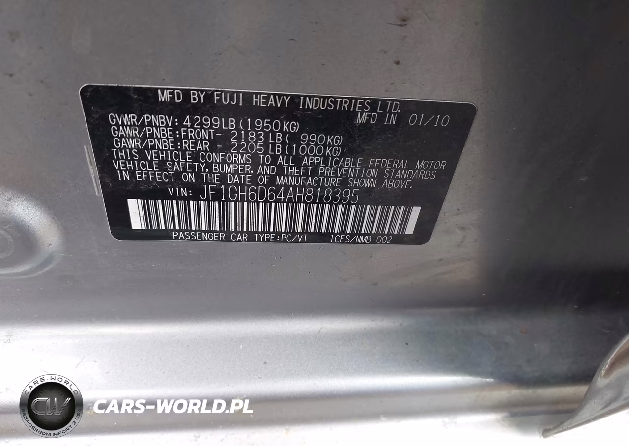 2010 Subaru Impreza Wagon Outback Sport VIN:JF1GH6D64AH818395 - 9
