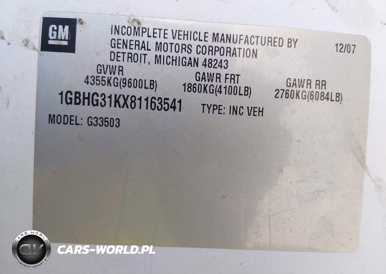 2008 Chevrolet Express Cutaway Work Van VIN:1GBHG31KX81163541 - 8