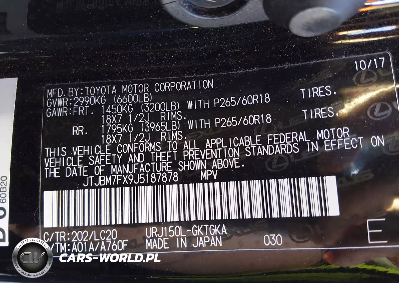 2018 Lexus Gx 460 VIN:JTJBM7FX9J5187878 - 9