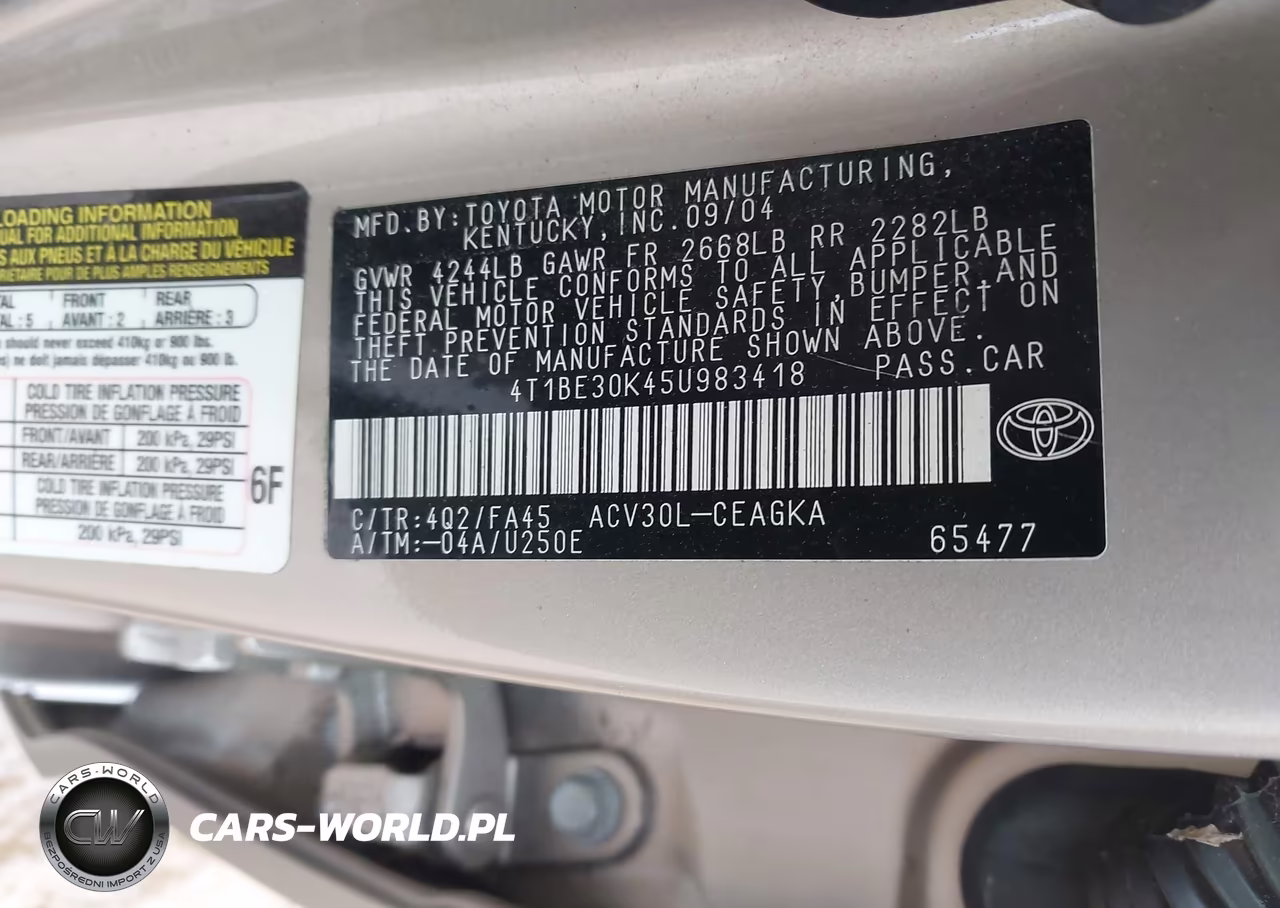 2005 Toyota Camry Xle VIN:4T1BE30K45U983418 - 9