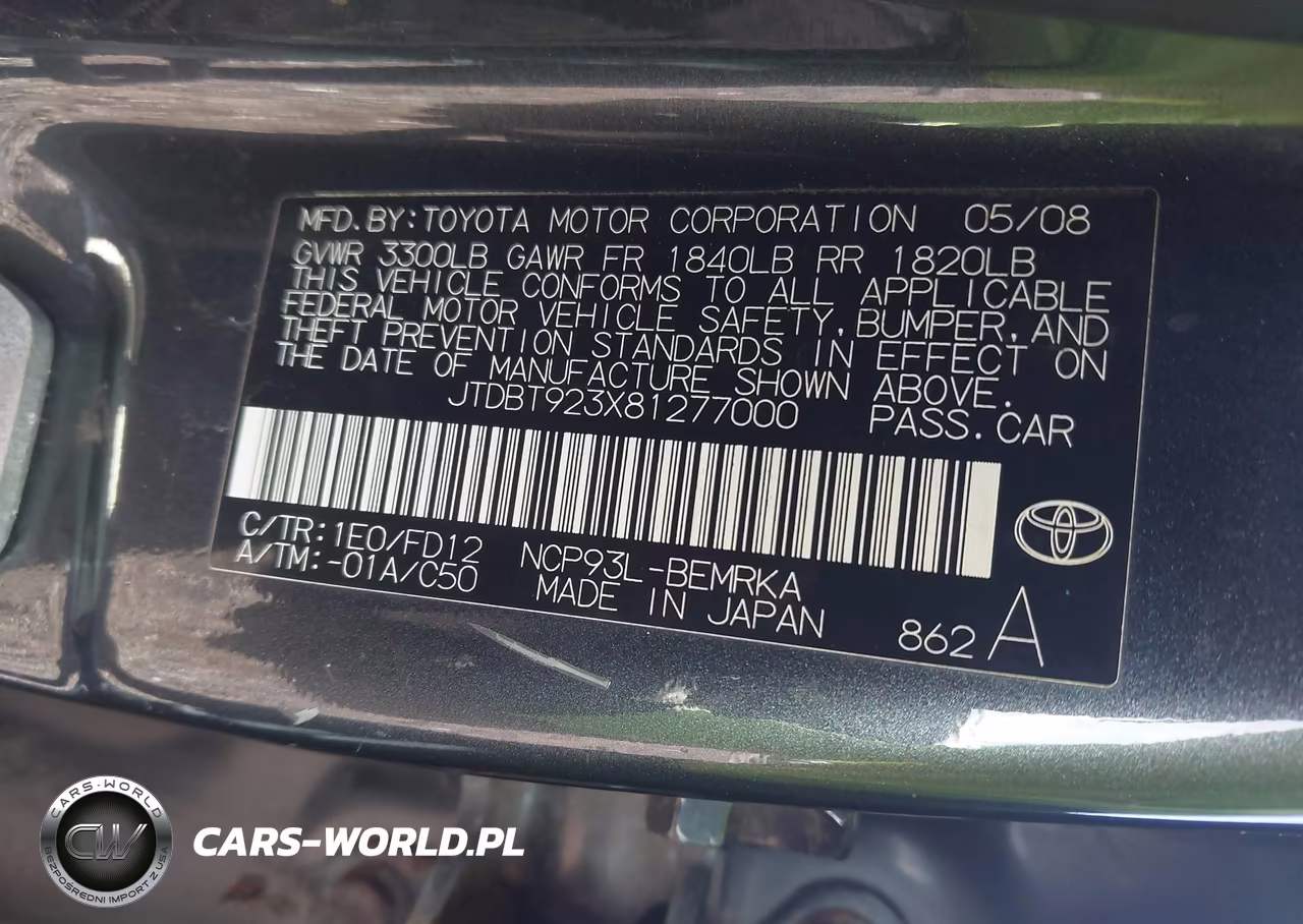 2008 Toyota Yaris VIN:JTDBT923X81277000 - 9