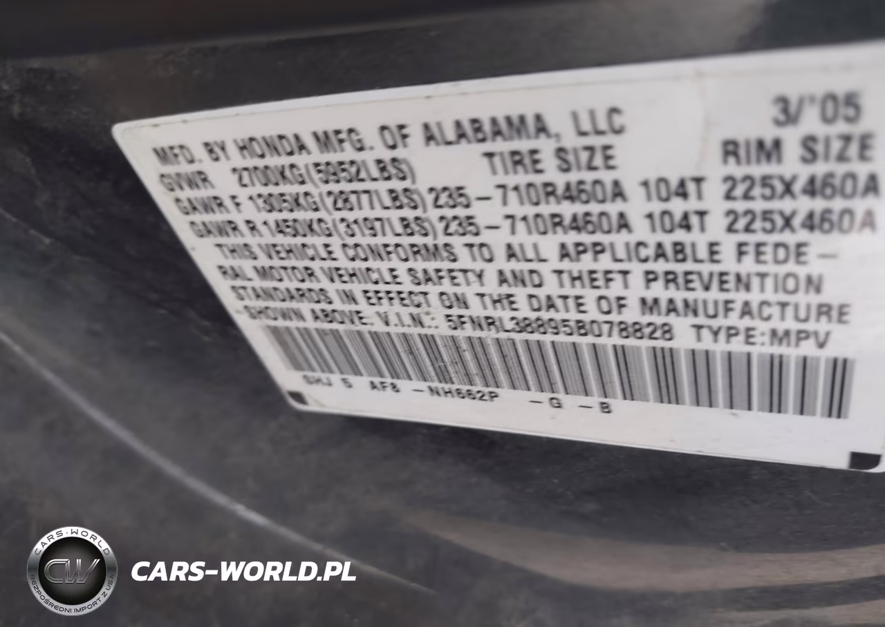 2005 Honda Odyssey Touring VIN:5FNRL38895B078828 - 9