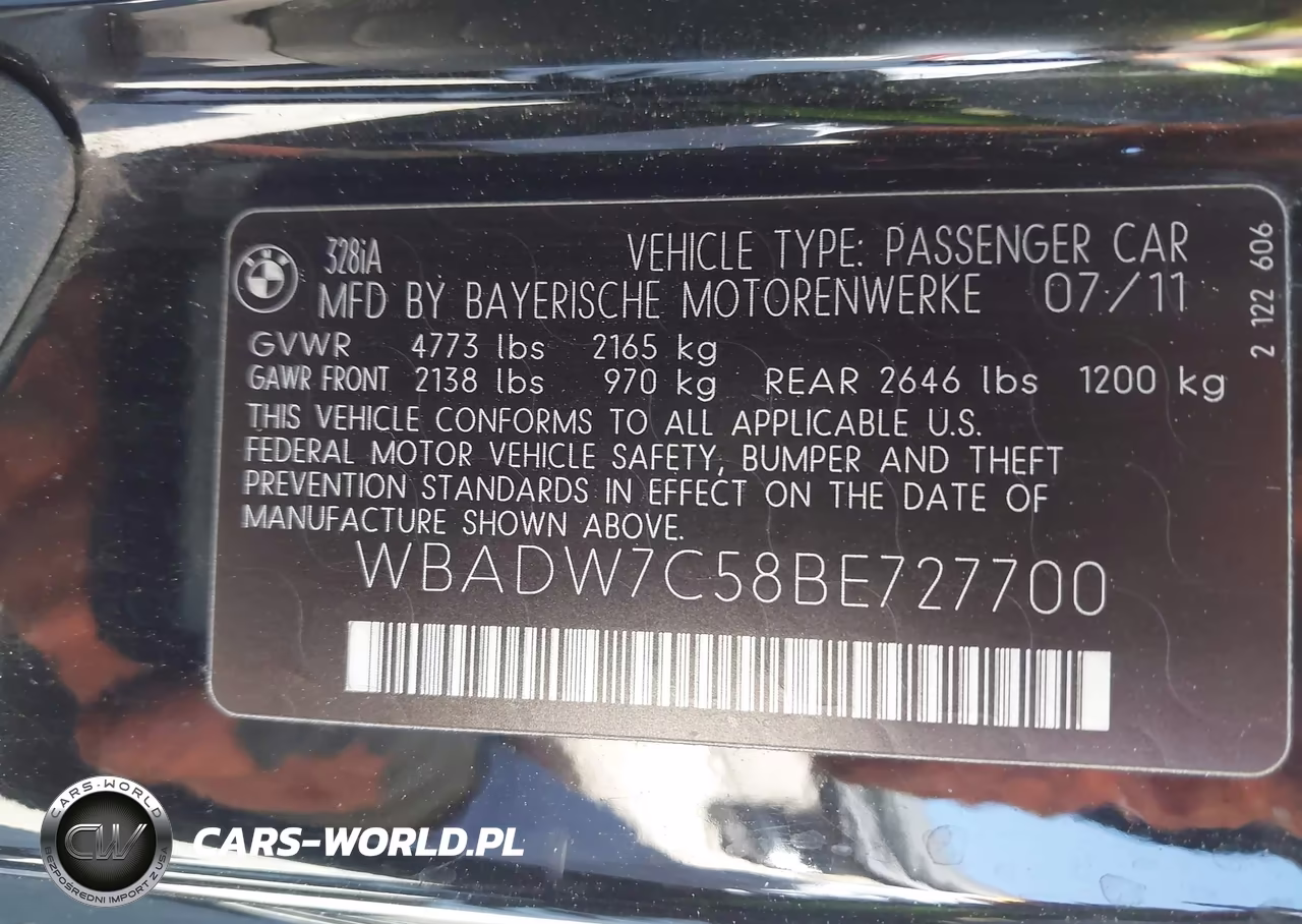 2011 BMW 3 Series 328I VIN:WBADW7C58BE727700 - 9
