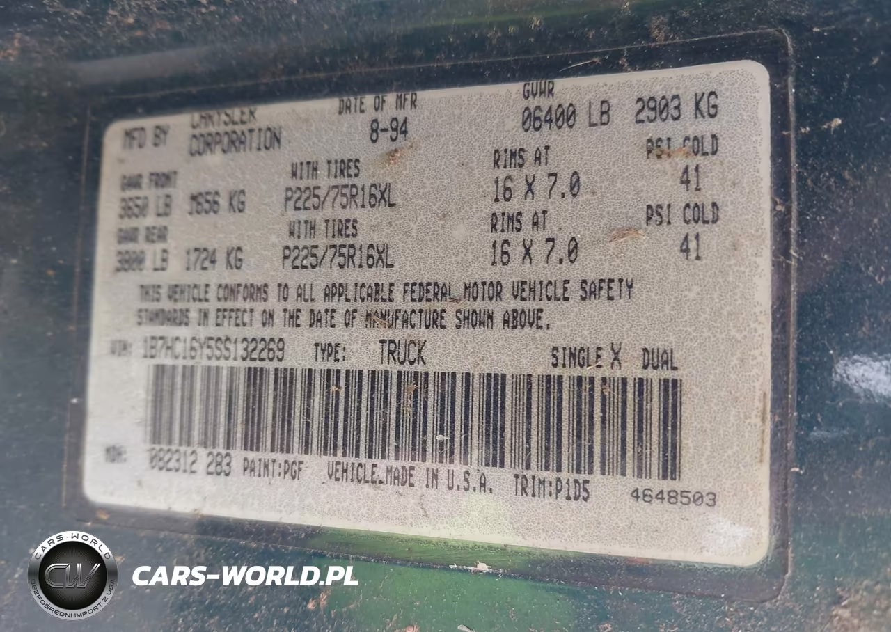1995 Dodge Ram 1500 VIN:1B7HC16Y5SS132269 - 9