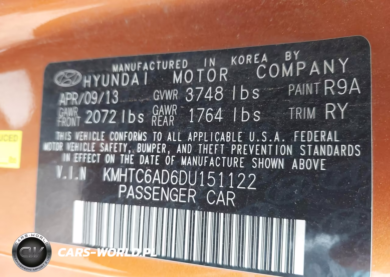 2013 Hyundai Veloster Base W-Black VIN:KMHTC6AD6DU151122 - 9