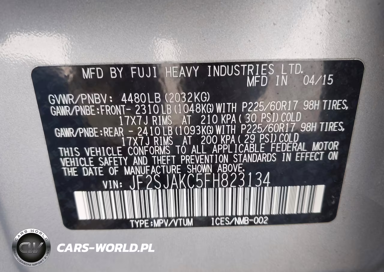 2015 Subaru Forester 2.5I Limited VIN:JF2SJAKC5FH823134 - 9