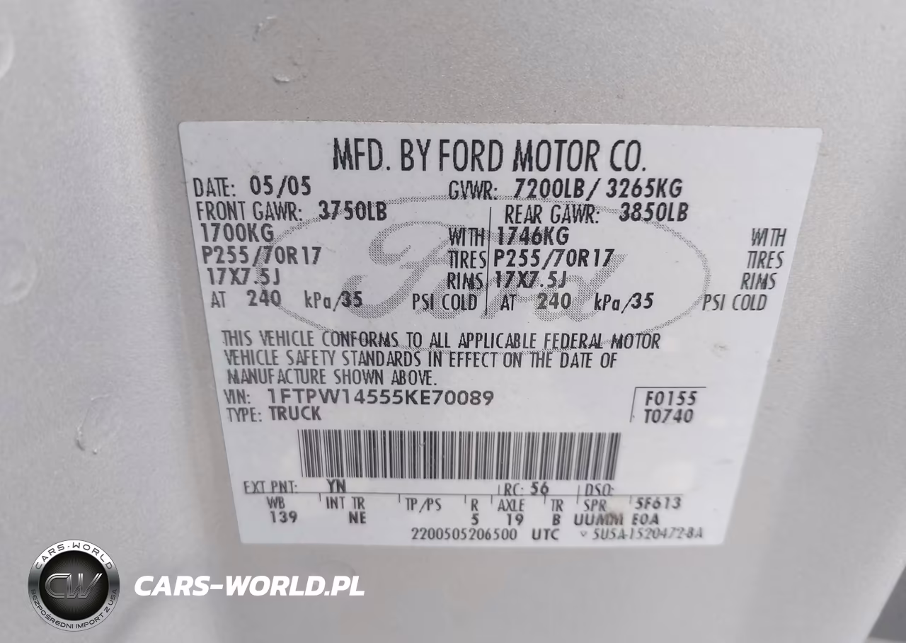 2005 Ford F-150 Fx4-Lariat-Xlt VIN:1FTPW14555KE70089 - 9