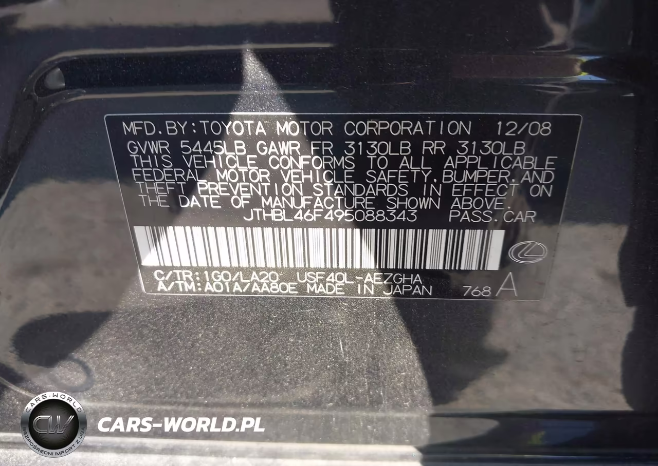 2009 Lexus Ls 460 VIN:JTHBL46F495088343 - 9