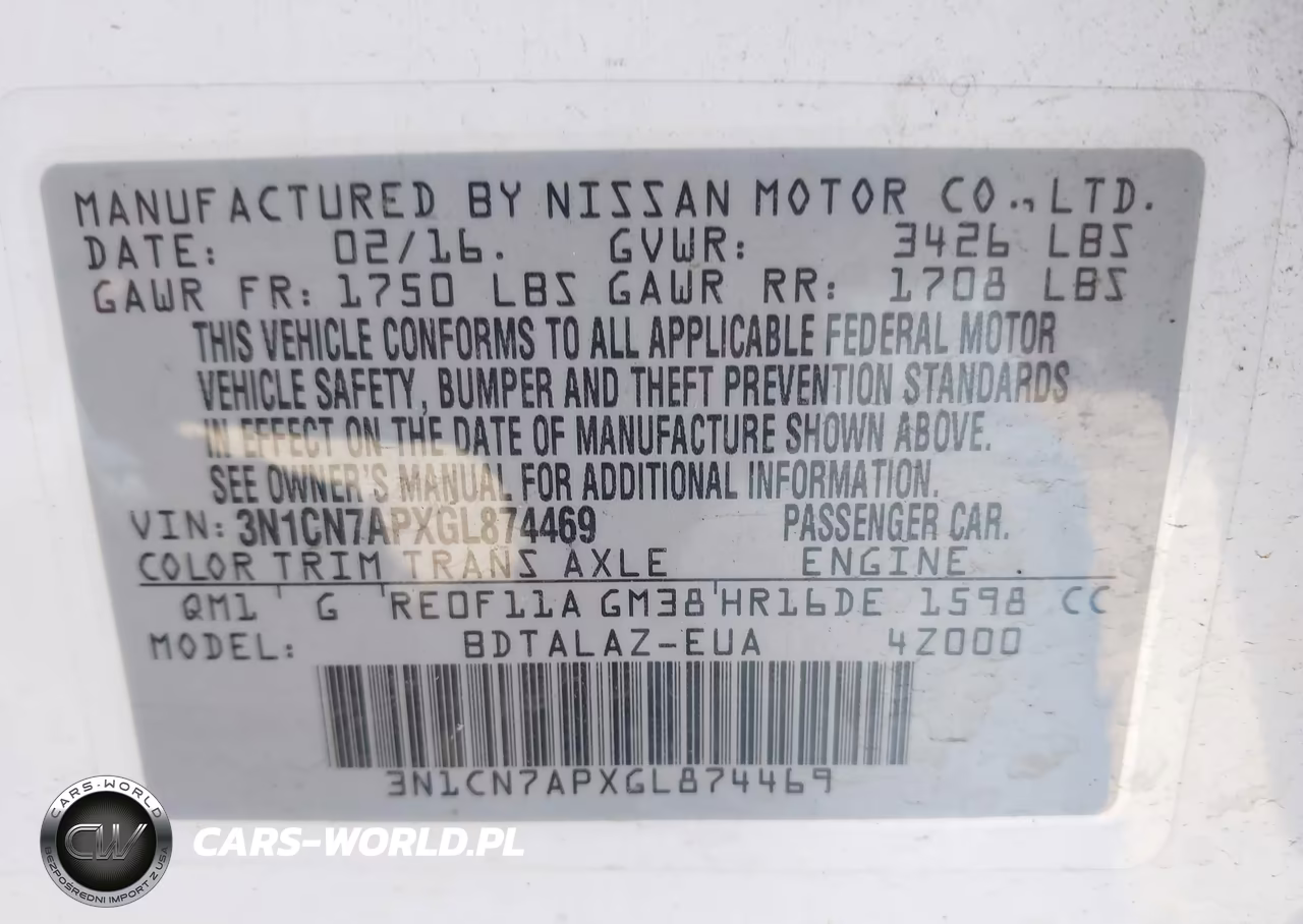 2016 Nissan Versa S Plus VIN:3N1CN7APXGL874469 - 9