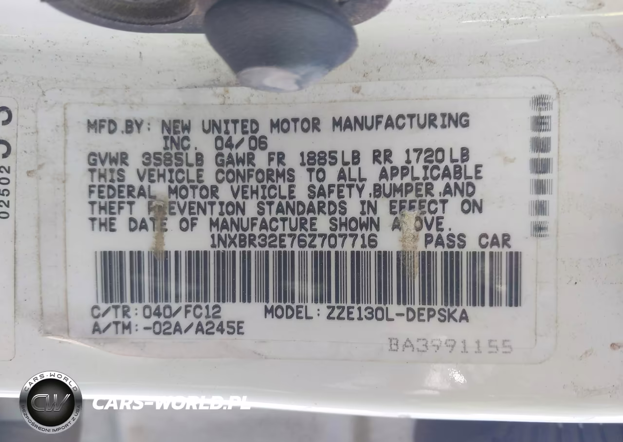 2006 Toyota Corolla S VIN:1NXBR32E76Z707716 - 9