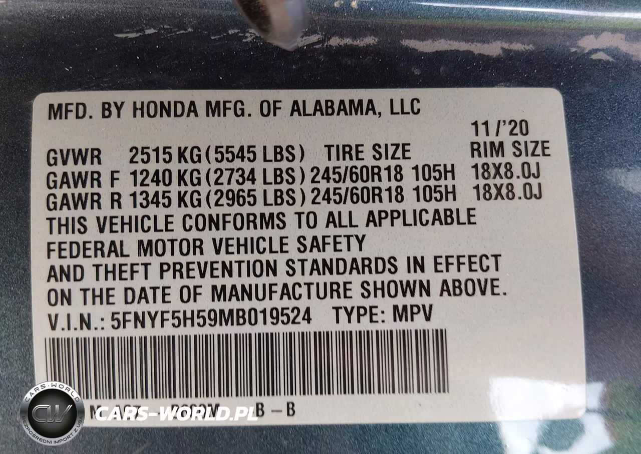 2021 Honda Piloto 2Wd Ex-L VIN:5FNYF5H59MB019524 - 9