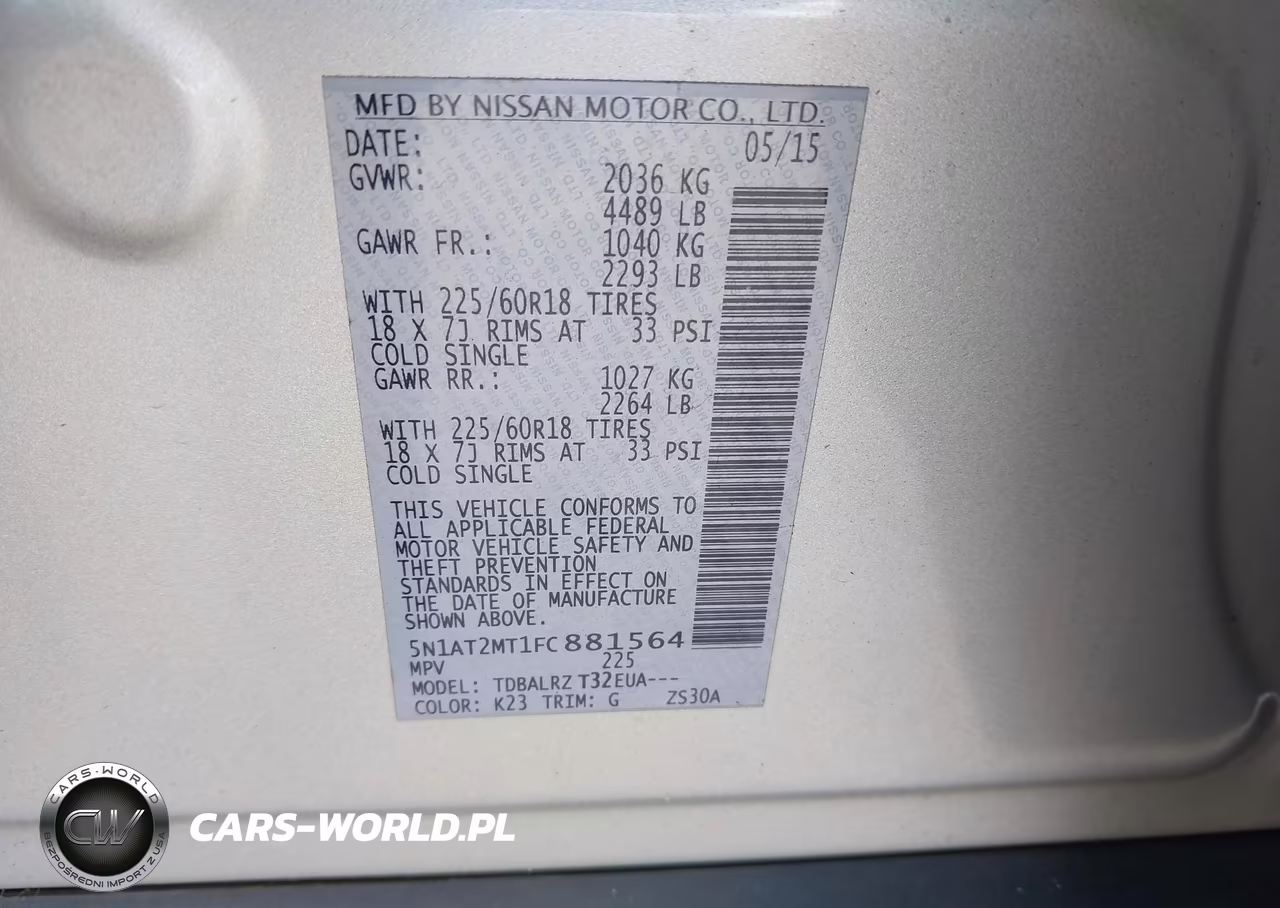 2015 Nissan Rogue Sl VIN:5N1AT2MT1FC881564 - 9