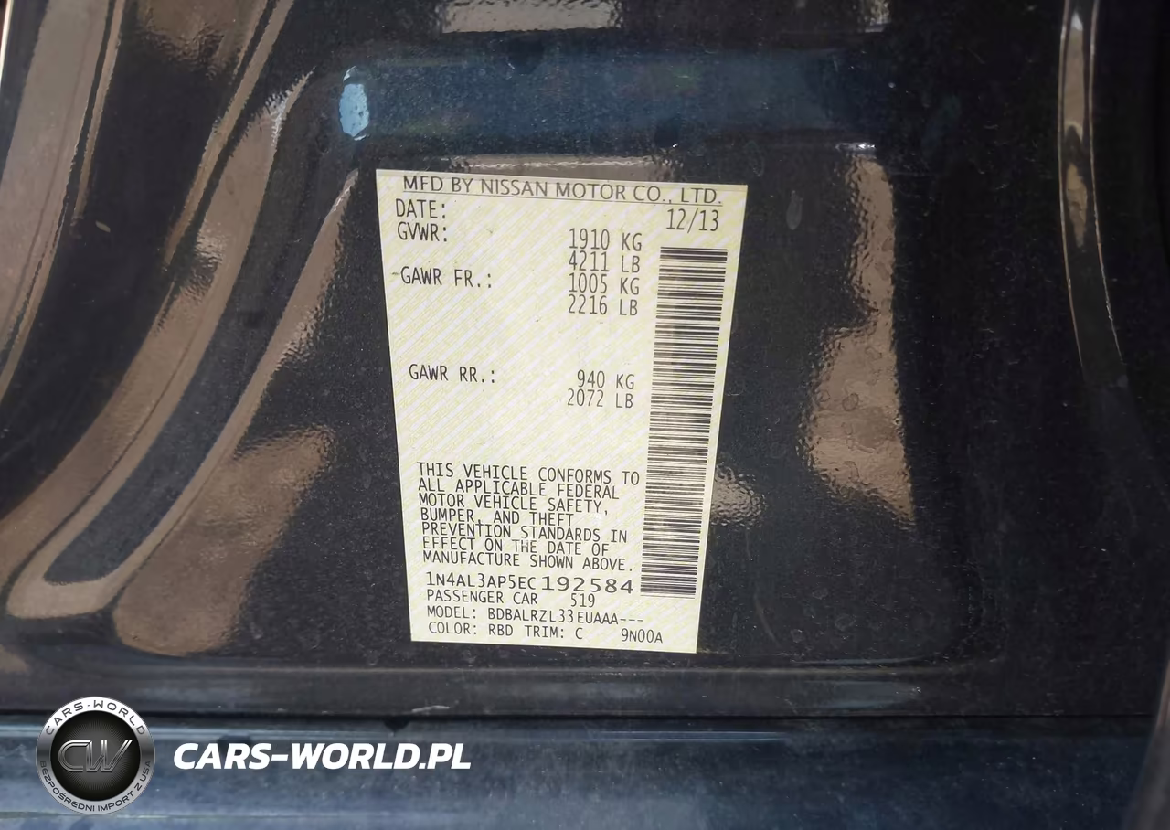 2014 Nissan Altima 2.5 S VIN:1N4AL3AP5EC192584 - 9