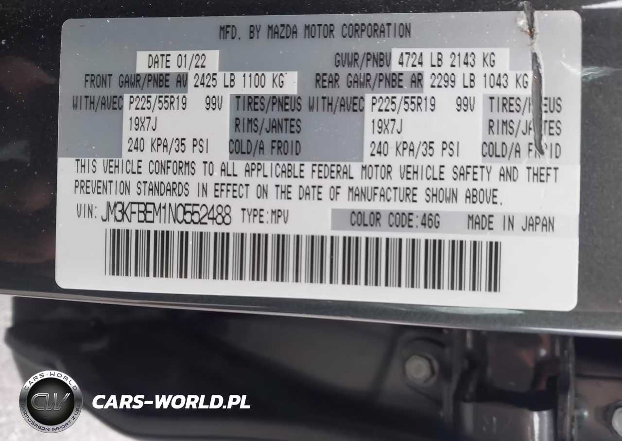 2022 Mazda Cx-5 2.5 S Premium Plus VIN:JM3KFBEM1N0552488 - 9