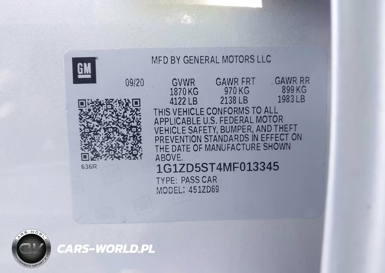 2021 Chevrolet Malibu Fwd Lt VIN:1G1ZD5ST4MF013345 - 9