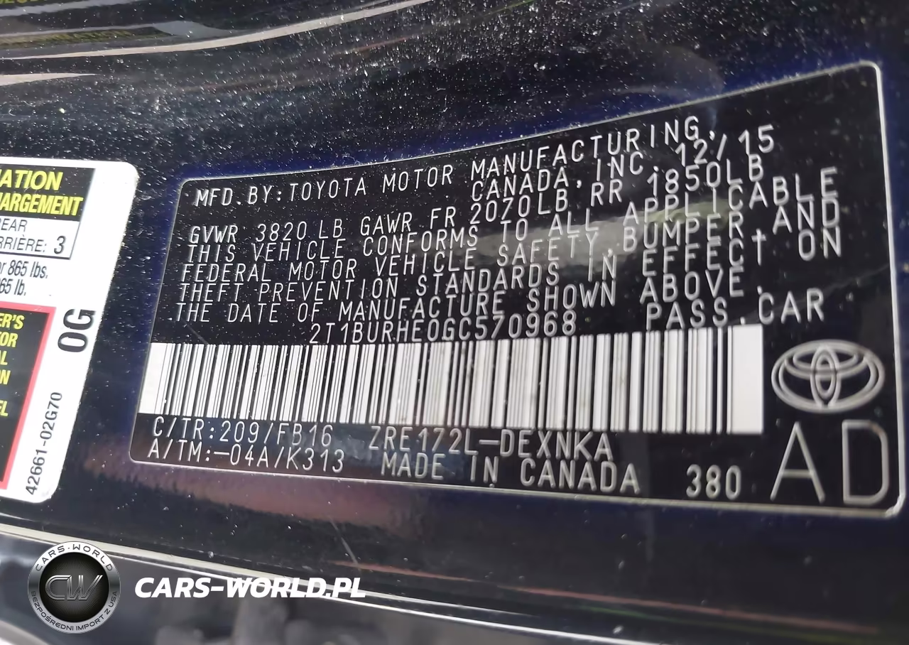 2016 Toyota Corolla Le VIN:2T1BURHE0GC570968 - 9