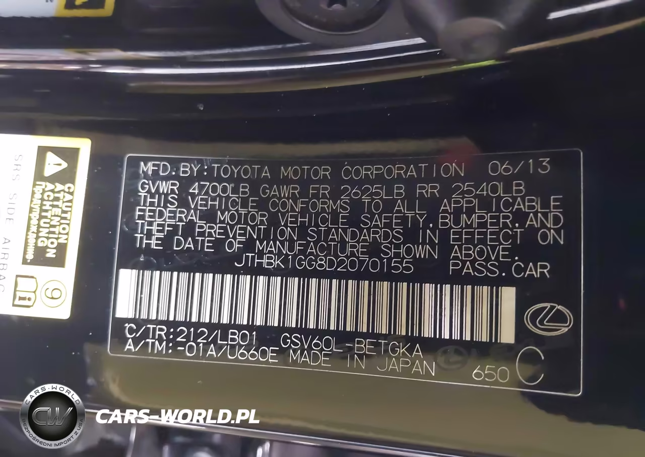 2013 Lexus Es 350 VIN:JTHBK1GG8D2070155 - 9