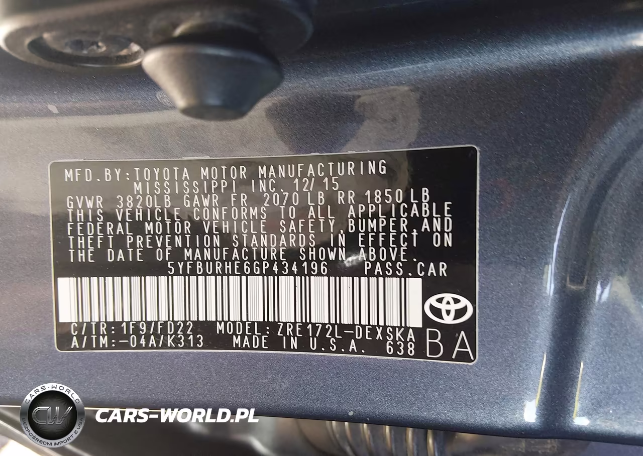 2016 Toyota Corolla L VIN:5YFBURHE6GP434196 - 9
