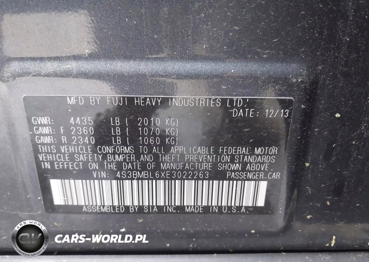 2014 Subaru Legacy 2.5I Limited VIN:4S3BMBL6XE3022263 - 9