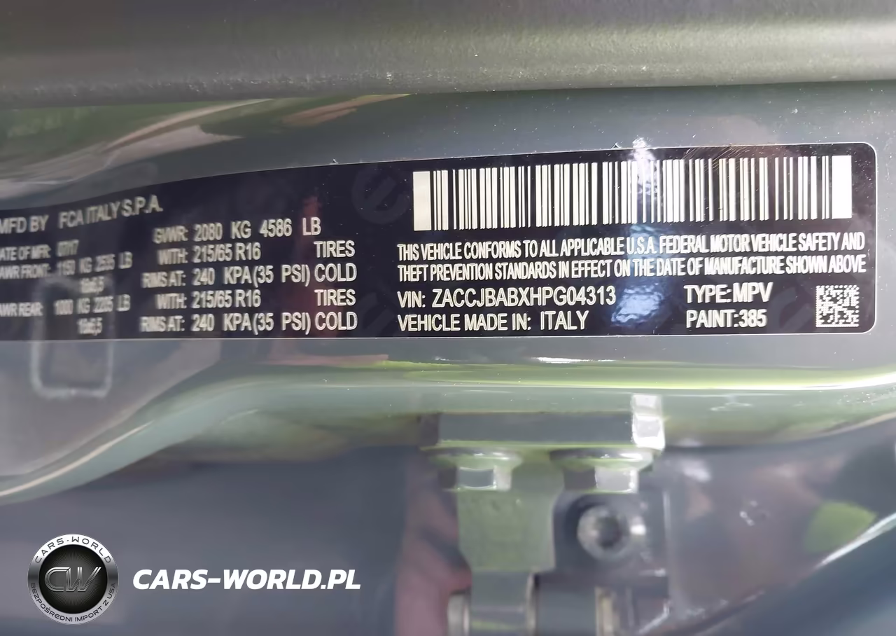 2017 Jeep Renegade Sport 4X4 VIN:ZACCJBABXHPG04313 - 9