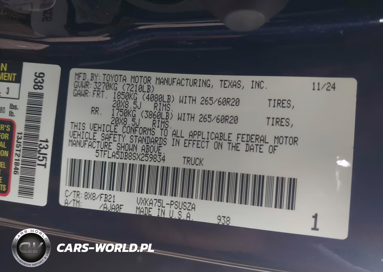 2025 Toyota Tundra Sr5 VIN:5TFLA5DB8SX259834 - 9