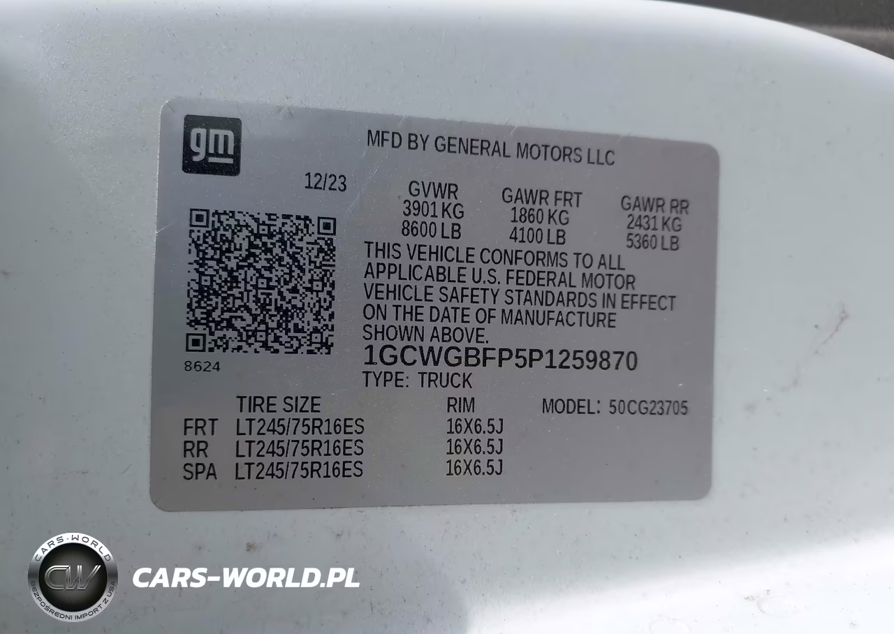 2023 Chevrolet Express Cargo Rwd 2500 Extended Wheelbase Wt VIN:1GCWGBFP5P1259870 - 9