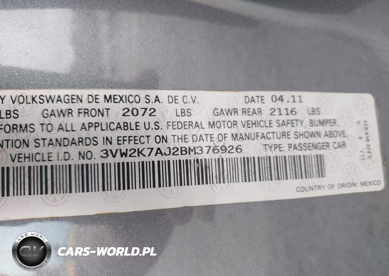 2011 Volkswagen Jetta 2.0L S VIN:3VW2K7AJ2BM376926 - 9