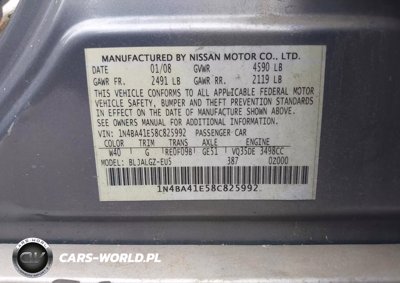 2008 Nissan Maxima 3.5 Sl VIN:1N4BA41E58C825992 - 9