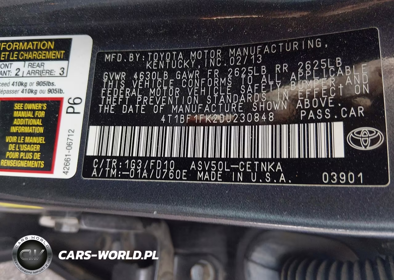 2013 Toyota Camry Le VIN:4T1BF1FK2DU230848 - 9