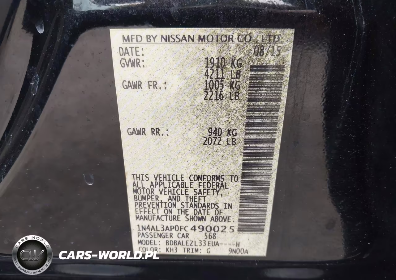 2015 Nissan Altima 2.5 S VIN:1N4AL3AP0FC490025 - 9