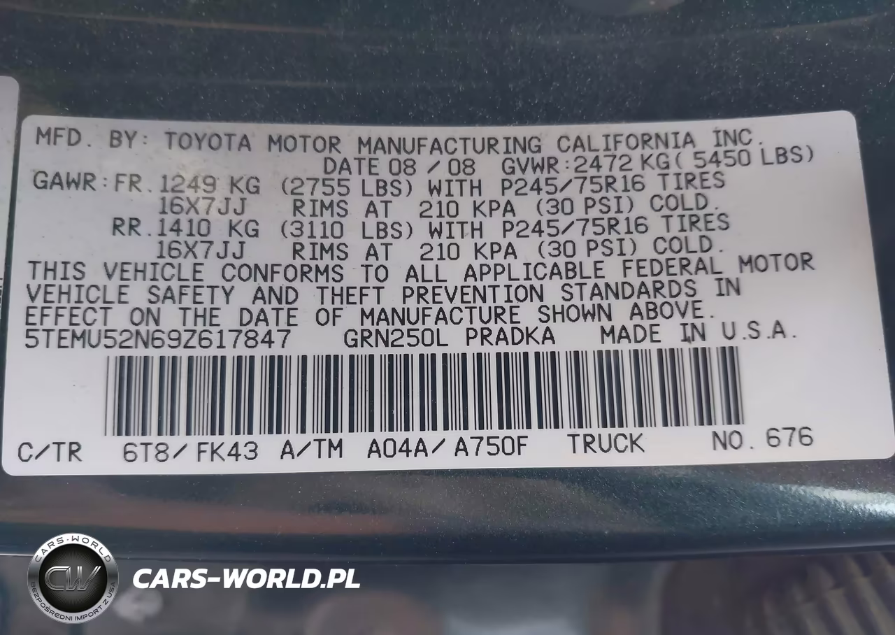 2009 Toyota Tacoma Base V6 VIN:5TEMU52N69Z617847 - 9
