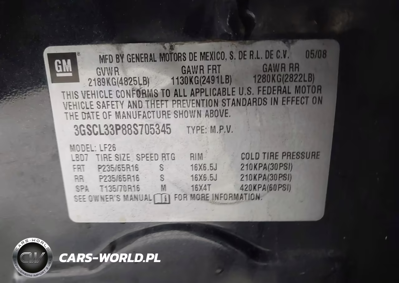 2008 Saturn Vue 4-Cyl Xe VIN:3GSCL33P88S705345 - 9
