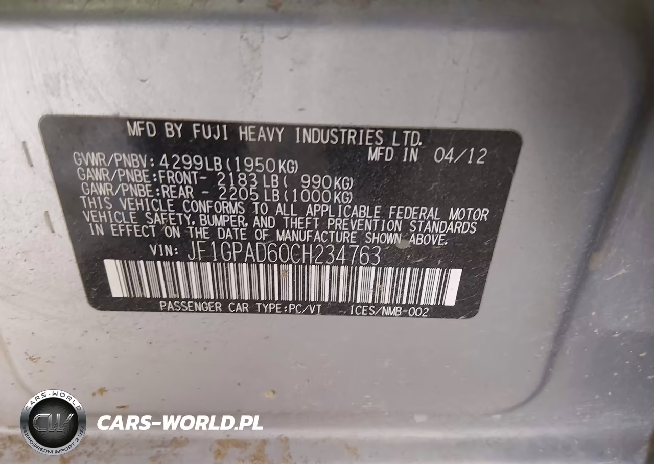 2012 Subaru Impreza 2.0I Premium VIN:JF1GPAD60CH234763 - 9